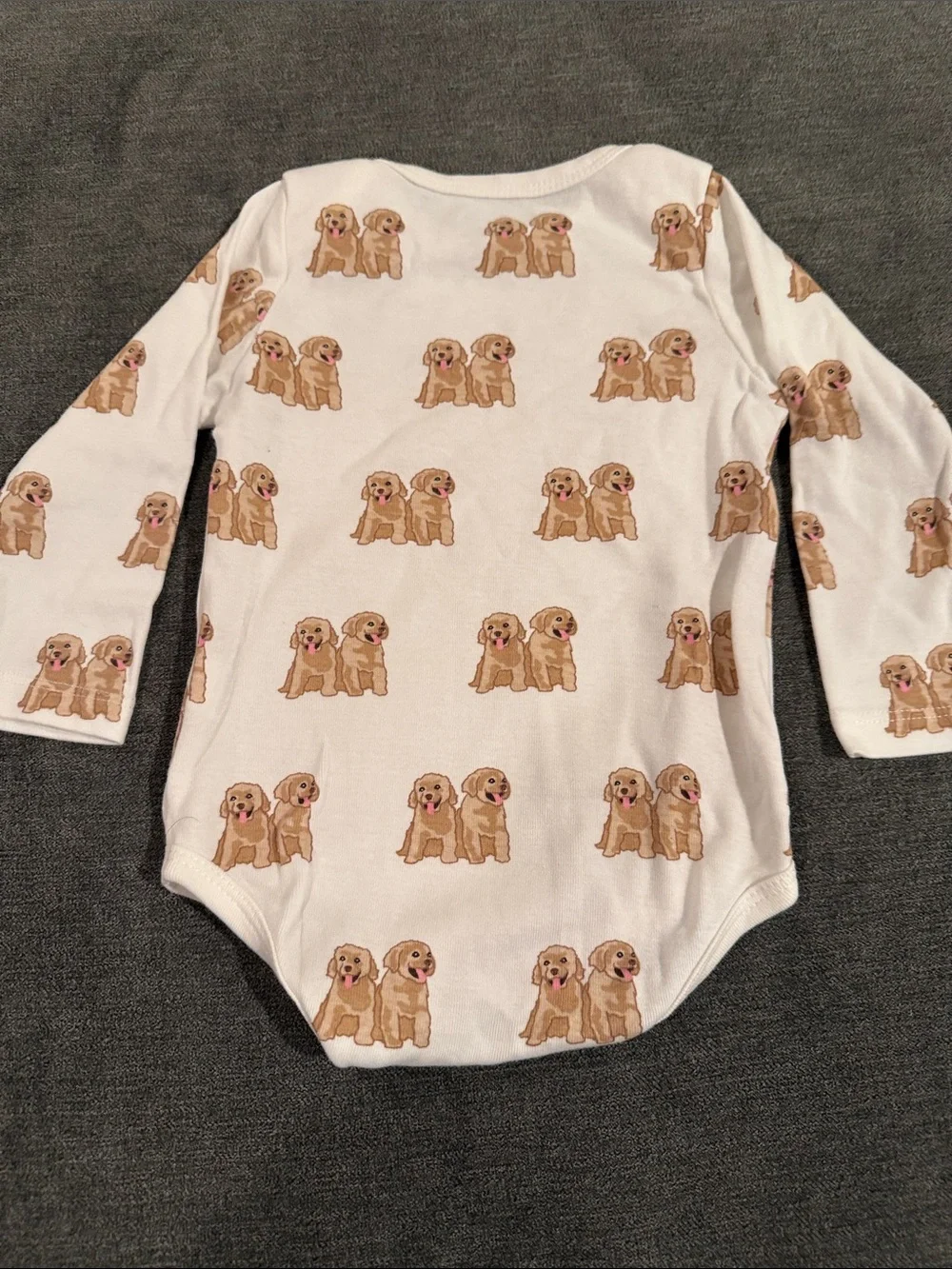 M+A Cream Puppy Print Kids Matching Set - Long Sleeve Bodysuit & Pants 🐶🐾 - Picture 6 of 7